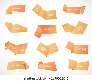 Vector stickers, price tag, banner, label. Coupon sale, offers and promotions vector template.