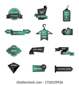 Vector stickers, price tag, banner, label. Coupon sale, offers and promotions vector template.