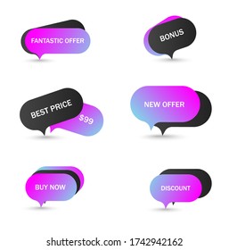 Vector stickers, price tag, banner, label. Coupon sale, offers and promotions vector template.