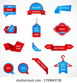 Vector stickers, price tag, banner, label. Coupon sale, offers and promotions vector template.