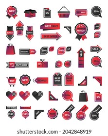 Vector stickers, price tag, banner, label. Coupon sale, offers and promotions vector template. Set of buttons, icons on the theme of shopping, commerce.