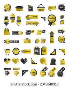 Vector stickers, price tag, banner, label. Coupon sale, offers and promotions vector template. Set of buttons, icons on the theme of shopping, commerce.
