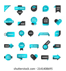 Vector stickers, price tag, banner, label. Coupon sale, offers and promotions vector template. Shop price tag, retail, commerce, business