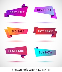 Vector stickers, price tag, banner, label. Coupon sale, offers and promotions vector template.