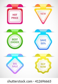  Vector stickers, price tag, banner, label. Coupon sale, offers and promotions vector template.
