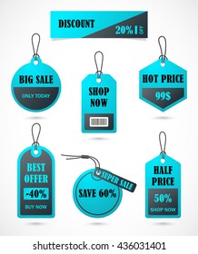 Vector stickers, price tag, banner, label. Coupon sale, offers and promotions vector template.
