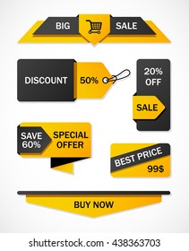 Vector stickers, price tag, banner, label. Coupon sale, offers and promotions vector template.