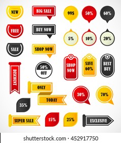 Vector stickers, price tag, banner, label. Coupon sale, offers and promotions vector template.