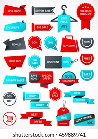 Vector stickers, price tag, banner, label. Coupon sale, offers and promotions vector template.