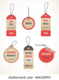 Vector stickers, price tag, banner, label. Coupon sale, offers and promotions vector template.