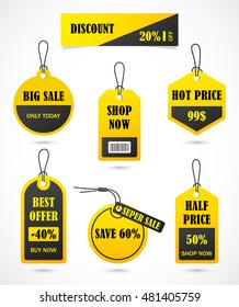 Vector stickers, price tag, banner, label. Coupon sale, offers and promotions vector template.