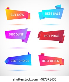 Vector stickers, price tag, banner, label. Coupon sale, offers and promotions vector template.