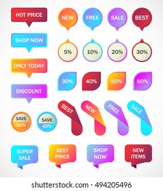 Vector stickers, price tag, banner, label. Coupon sale, offers and promotions vector template.