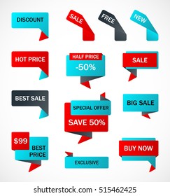 Vector stickers, price tag, banner, label. Coupon sale, offers and promotions vector template.