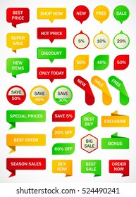 Vector stickers, price tag, banner, label. Coupon sale, offers and promotions vector template.
