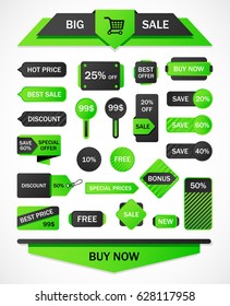 Vector stickers, price tag, banner, label. Coupon sale, offers and promotions vector template.