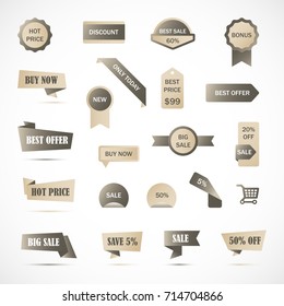 Vector stickers, price tag, banner, label. Coupon sale, offers and promotions vector template.