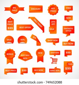 Vector stickers, price tag, banner, label. Coupon sale, offers and promotions vector template.