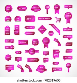 Vector stickers, price tag, banner, label. Coupon sale, offers and promotions vector template.