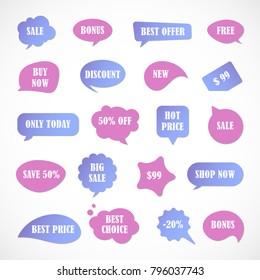 Vector stickers, price tag, banner, label. Coupon sale, offers and promotions vector template.