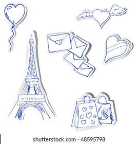 vector stickers. Romantics theme