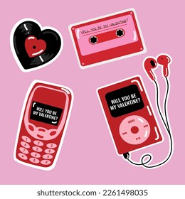 Vector Stickers set Happy Valentines