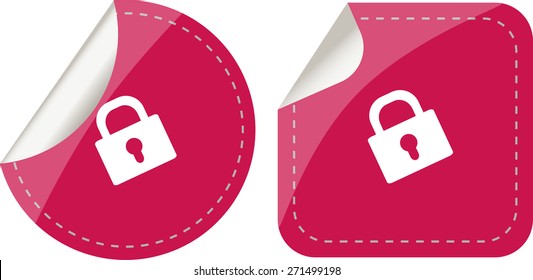 vector stickers set isolated on white with padlock, security concept. business user interface vector set for website development and mobile application logo design