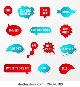 Vector Stickers Speech Bubbles Banner Speech Stock Vector (Royalty Free ...