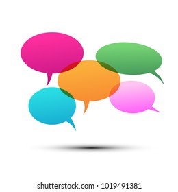 Vector of stickers of speech bubbles. Blank empty colorful speech bubbles