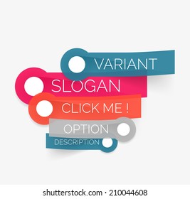 Vector stickers with text on white background. Option infographic template, sticky ribbons