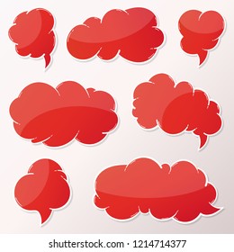 Vector stickers thought, speech bubbles, banner, label, cloud. Coupon sale, offers and promotions vector template. Talk balloon. Quote box. Text, information frame. Banner and badge.