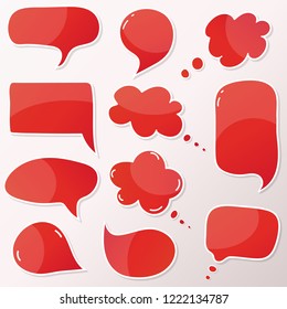 Vector stickers thought, speech bubbles, banner, label, cloud. Coupon sale, offers and promotions vector template. Talk balloon. Quote box. Text, information frame. Banner and badge.