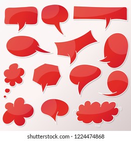 Vector stickers thought, speech bubbles, banner, label, cloud. Coupon sale, offers and promotions vector template. Talk balloon. Quote box. Text, information frame. Banner and badge.