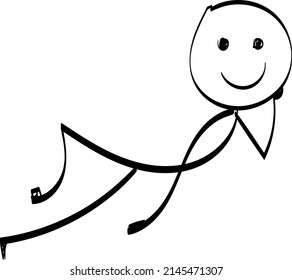 Vector Stickman Character illustration. Sketch stick figure isolated design for print