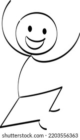 Vector Stickman Character illustration. Sketch stick figure isolated design for print