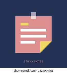 Vector Sticky Note Icon flat style. Minimal flat icon