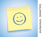 Vector sticky note with smiley face.