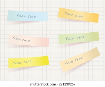 Vector sticky notes on paper grid background.