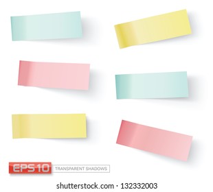 vector sticky notes, transparent shadows