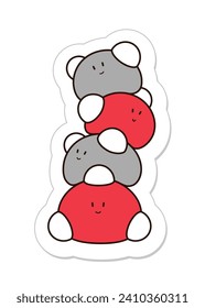 Vector stiker of funny cartoon water molecules