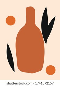 cartel de la vida del vector pallet marrón hojas negras redondas naranjas 