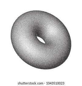 Vector Stippled 3D Torus - Abstract Dotted Design Element 
