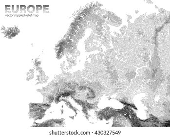 Vector Stippled Europe Relief Map