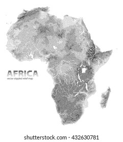 Vector stippled relief map of Africa
