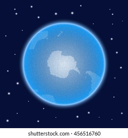Vector stippled world stylized globe with atmosphere. South Pole