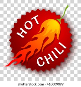 Vector stisker with chili pepper in fire