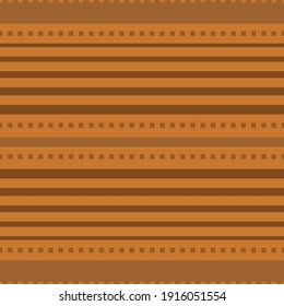 Vector stitch stripe effect seamless pattern background. Ochre backdrop with horizontal stripes and simulated stitching. Monochrome design with thick and thin lines. Linear geometric all over print