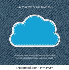 Vector stitched applique style cloud icon. 