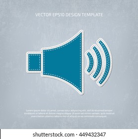 Vector stitched applique style speaker icon. 