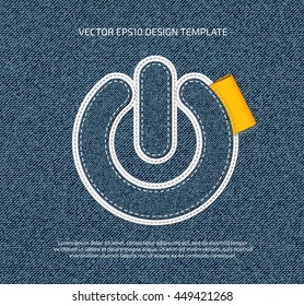 Vector stitched denim applique style icon. 